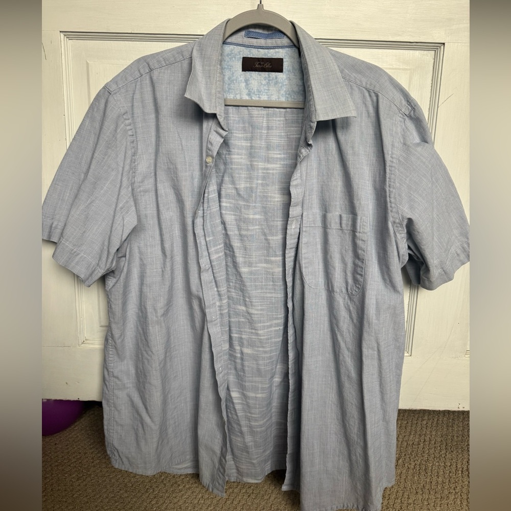 Tasso Elba Light Blue Short-Sleeve Button-Down Shirt